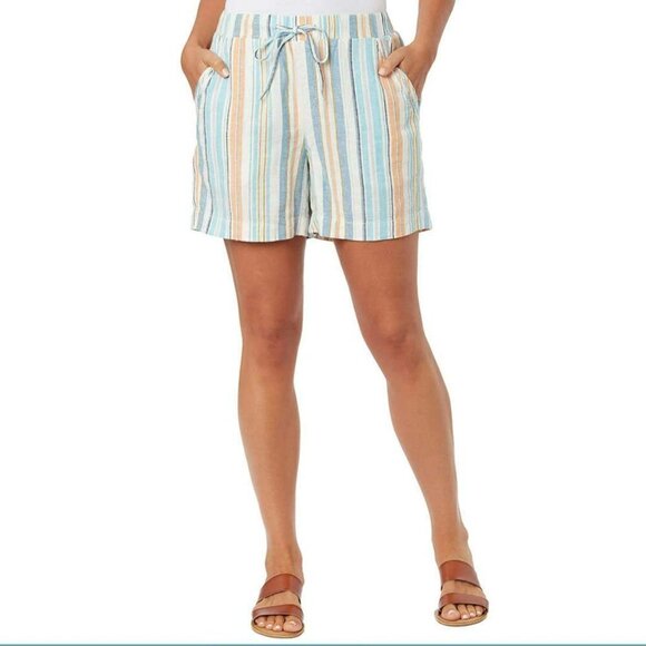 NWT Briggs Women's Lightweight Linen Blend Drawstring Tie Casual Pull-On Shorts - Picture 1 of 6